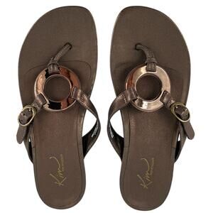 Kim Rogers Morissa Thong Sandals Metallic Bronze Size 6M